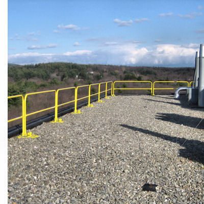 Yellow rooftop safety guardrail
